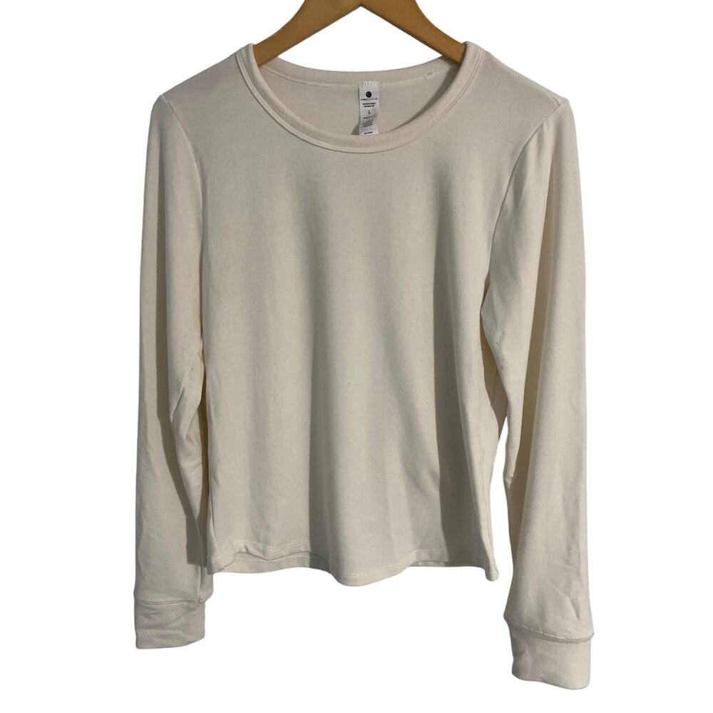 Yogalicious jersey Audrina top women’s size L cream athleisure yoga comfy